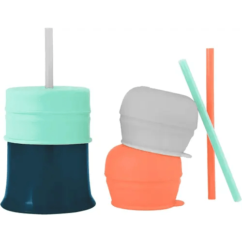 Boon SNUG Straw Lids and Cup, Assorted Colors (Pack of 3), Mint