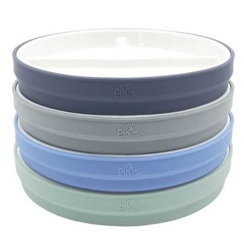 6.7"/16cm Porcelain White Divided Plates with Silicone Sleeves