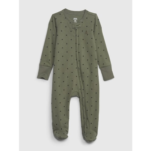 Baby First Favorites 100% Organic CloudCotton Footed One-Piece in green, size: 0-3 M