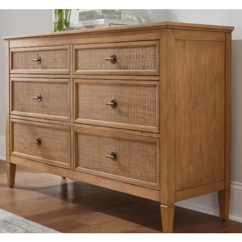 Home Decorators Collection Marsden Patina Wood Finish 6-Drawer Cane Dresser (54 in W. X 36 in H.) 05.634-543
