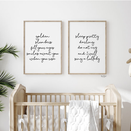 Golden slumbers nursery lyrics wall art, Beatles song nursery print, Baby room wall decor, Nursery quote above crib sign, Toddler room print