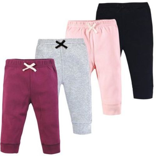 Touched by Nature Basics Infant Baby Organic Cotton Pants 4-Pack, Rosy Berry, 0-3 Months