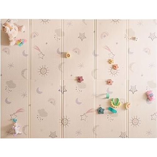 Nuby Reversible Baby Floor Mat - Foldable and Lightweight Baby Play Mat for Floor - Easy Storage and Travel - Rainbow