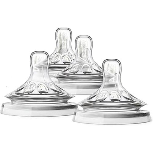 Philips Avent Natural Baby Bottle Fast Flow Nipple, 6M+, Flow 4, SCF654/43, (Pack of 4)