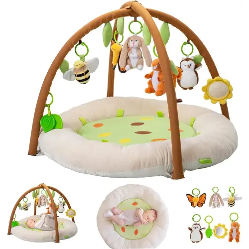 Close to Nature Playmat and Activity Gym by Two Little Feet, Innovative Super Thick Padded Mat for Supreme Comfort, New U.S. Launch