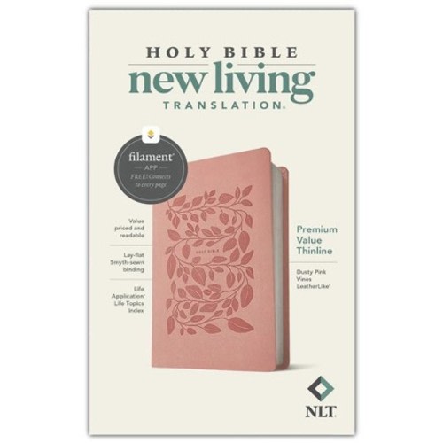 NLT Thinline Bible, soft leather-look, dusty pink vines