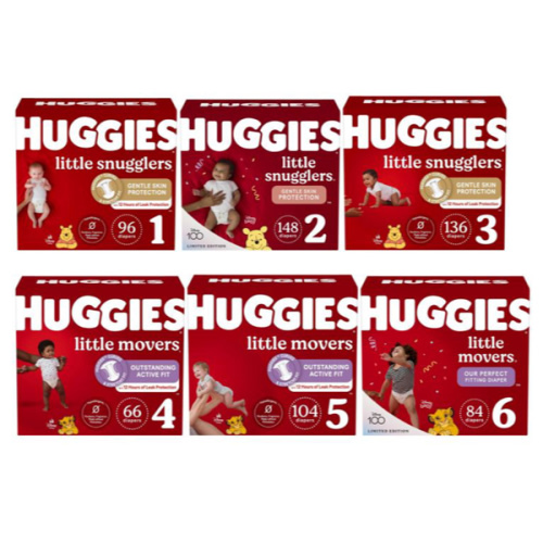Huggies Newborn Diapers, Little Snugglers Newborn Diapers, Size Newborn (up to 10 lbs), 144 Count
