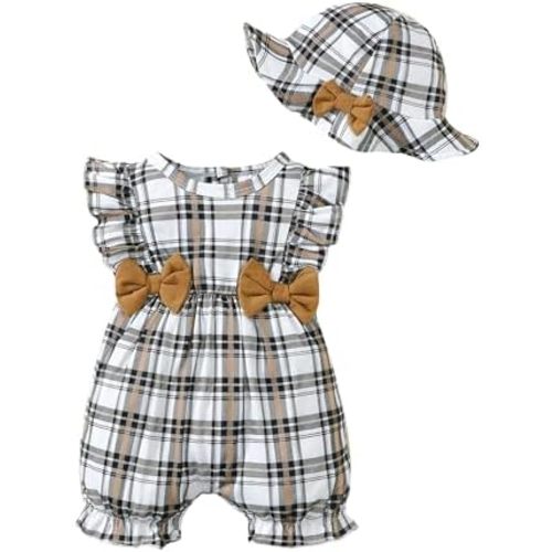 SUNNY PIGGY Newborn Baby Girl Clothes Baby Girl One Piece Romper Fall Winter Long Sleeve with Hat Sets Cute Infant Outfits