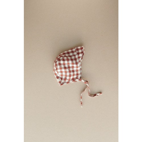 Terracotta (9-12 months) gingham bonnet