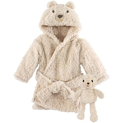 Hudson Baby unisex-baby Plush Bathrobe and Toy Set