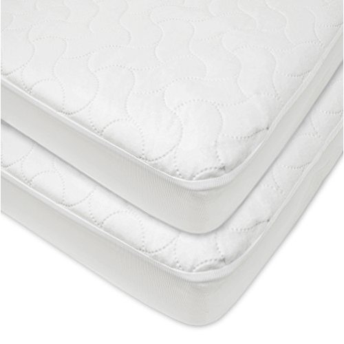 American Baby Company 2 Pack Waterproof Fitted Crib and Toddler Mattress Protector, Quilted and Noiseless Crib & Toddler Mattress Pad Cover, White, 52"x28"x9" - 2 Count