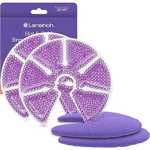 Lansinoh Breast Therapy Packs, Hot and Cold Breast-Pads with 2 Soft Covers, Postpartum Essentials for Nipple Pain Relief, Mastitis, Engorgement, Support for Breastfeeding and Pump Aid, 2 Pack