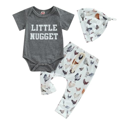 Baby Layette Set Infant Boy Farm Animals Bodysuit Clothes Letter Romper+Pants Newborn Coming Home Outfit with Hat