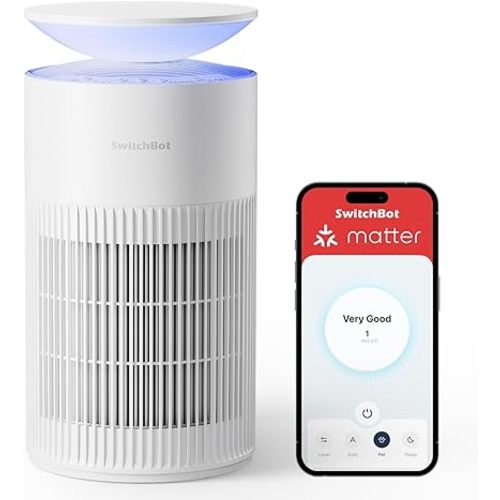 SwitchBot Air Purifiers for Home Large Room with Matter Up to 3620 ft², 20dB, Washable Pre-filter, Pet Mode, 10 RGB Colors, Aromatherapy, Work with Apple Home, Alexa, GoogleHome, HomeAssistant