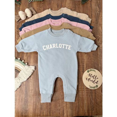Custom Puff Name Baby Sweatshirt Bodysuit, Personalized Bubble Romper, Baby Shower Gift, Minimalist Baby Birthday, Baby Christmas Gift