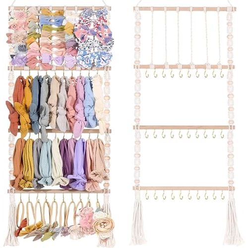 VISATOR Headband Holder Bows Organizer For Girls Hair Bows Holder Baby Headband Hair Accessories Organizer For Baby Girls Bow Hanger Storage For Girls Hair Bows For Toddler Girls Room Wall Decor