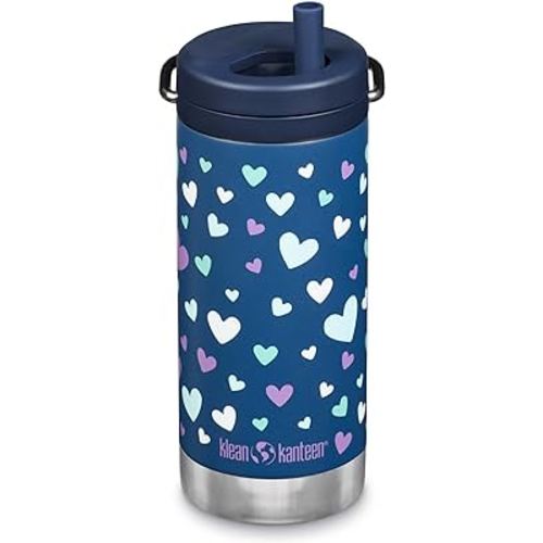 KLEAN KANTEEN Tkwide Navy Hearts Twist Cap with Insulated Bottle 12oz, 1 EA