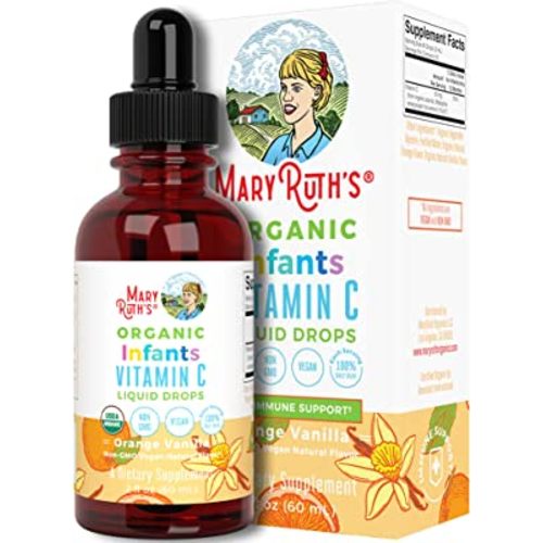 Vitamin C Supplement for Babies | USDA Organic Vitamin C Liquid Drops for Infants | Ages 6-12 Months | Vitamin for Immune Support & Overall Health | Vegan | Non-GMO | Gluten Free | 2 Fl Oz