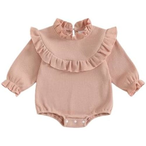 Infant Baby Girl Floral Romper Long Sleeve Turtle Neck Ruffled Bodysuit Fall Clothes Newborn Coming Home Outfit
