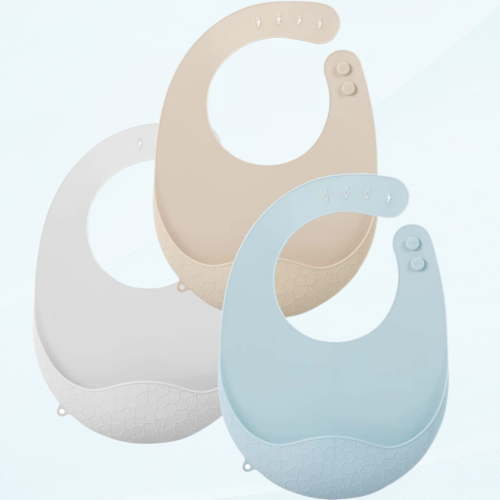 3 Pack Super Light Silicone Baby Silk for Girls Boys | Waterproof Baby Bibs with Pocket Food Catcher, Adjustable Soft Silicone Feeding Bibs