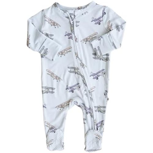 Caden Lane Zippered Baby Footie Pajamas, Soft Onesie Bodysuit with Feet & Double Zipper, Footed One-Piece Jumpsuit for Infant