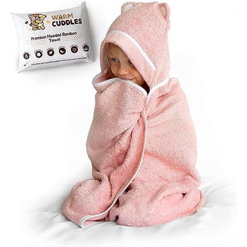 Premium Toddler Towels with Hood | Rayon Made from Bamboo Toddler Bath Towel | Large Hooded Towels for Toddlers | Toddler Towels for Girl Boy (Pink)