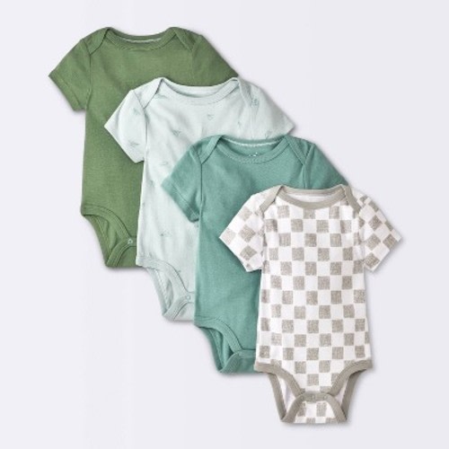 Baby 4pk Airplanes Short Sleeve Cotton Bodysuit - Cloud Island™ Blue 3-6M