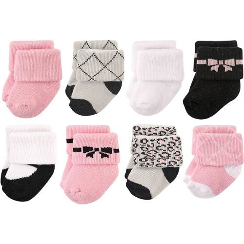 Hudson Baby Baby Girls' Cotton Rich Newborn and Terry Socks