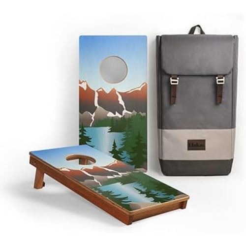 Elakai National Parks Series Premium Travel Cornhole Boards with Carry Case Backpack 1x2