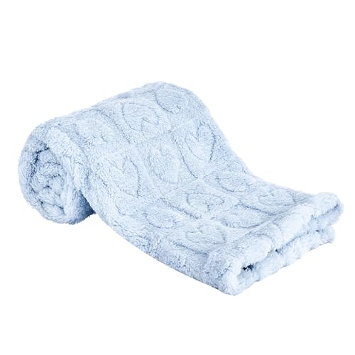 Yurhap Fleece Baby Blanket Heart Checkered, Ultra Soft Cozy Baby Blankets for Boys Girls, Fluffy Infant Toddler Newborn Receiving Gifts for Crib Stroller 30"x40" (Baby Blue)