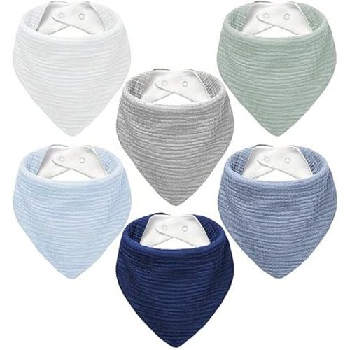 Muslin Baby Bibs,Soft Triangular Baby Bandana Drool Bibs for Baby Boy Girl,Solid Colors Bib for Drooling Teething