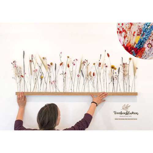 FlowerBar® "Flower Meadow" dried flowers Flowergram & noble oak, wooden arrangement, dried flowers, durable