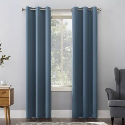 40"x 84" Sun Zero Blackout Grommet Curtain Panel, Denim Blue