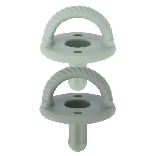 Itzy Ritzy Silicone Pacifiers for Ages 6-18 Months - Itzy Soother Pacifiers Feature Collapsible Handle & Two Air Holes for Added Safety; Set of 2 in Agave & Succulent, Ages 6-18 Months