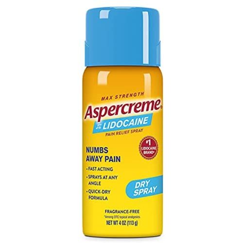 Aspercreme Max Strength Lidocaine Pain Relief Dry Spray 4 oz. Odor Free