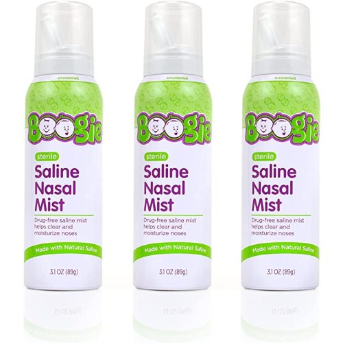 Boogie Baby Saline Nasal Spray Mist, Allergy Relief, Nasal Decongestant, FSA/HSA Eligible, Made with Natural Saline, Unscented, 3.1 Ounce (Pack of 3)