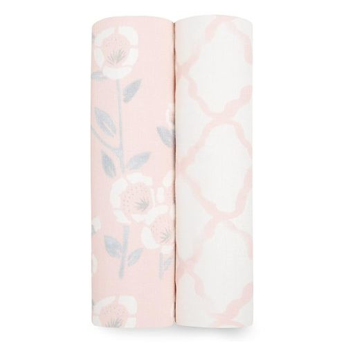 aden + anais Silky Soft Swaddle Blanket, Boutique Muslin Blankets for Girls & Boys, Baby Receiving Swaddles, Ideal Newborn & Infant Swaddling Set, Perfect Shower Gifts, 2 Pack, Stencil