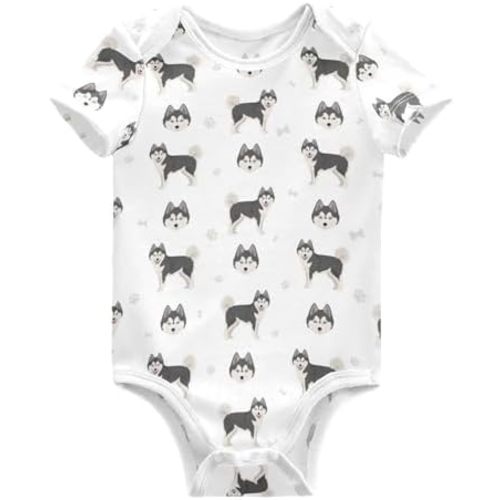 Wusikd Border Collie Unisex Baby Bodysuit Cotton Dog Baby Short Sleeve Clothes 3 Months for Boys Girls
