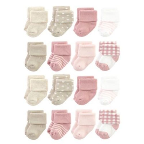 Hudson Baby Cotton Rich Baby Terry Socks 16-Pack, Dark Earth Tone Stripes, 6-12 Months