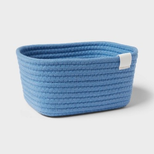 Coiled Rope Basket Blue - Brightroom™: Rectangle, Polyester & Cotton, 4" H x 8" W x 6" D, Spot Clean