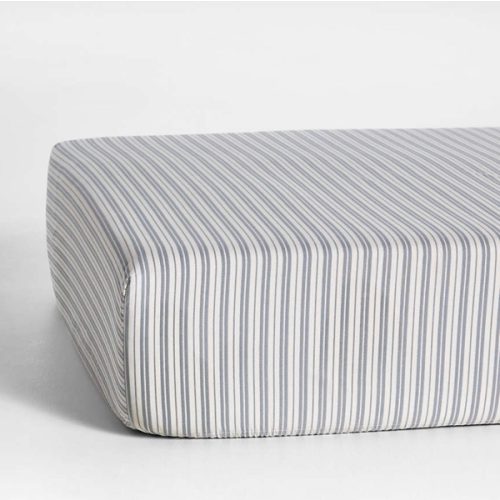 Frenchie Cloudy Blue 100% Organic Cotton Baby Crib Fitted Sheet by Leanne Ford