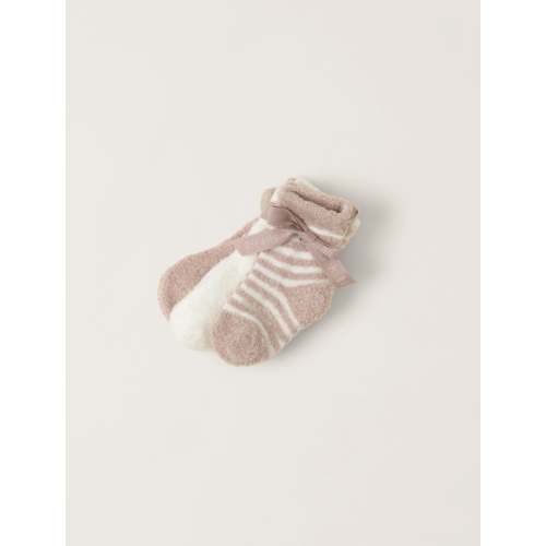 Barefoot Dreams CozyChic Three Pack Infant Sock Set - Faded Rose/Pearl