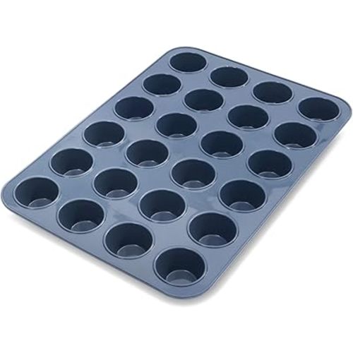 MIni 24 Cups Silicone Muffin Baking Pan & Cupcake Tray - Nonstick Cake Molds/Tin, Silicon Bakeware, BPA Free, Dishwasher & Microwave Safe (24 Cup Size, Grey)