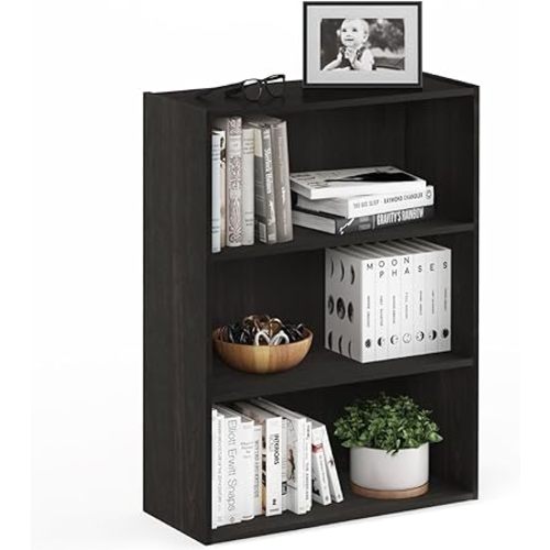 Furinno Pasir 3-Tier Open Shelf Bookcase, Blackwood