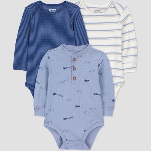 Carter's Just One You® Baby Boys' 3pk Airplanes Long Sleeve Bodysuit - Blue