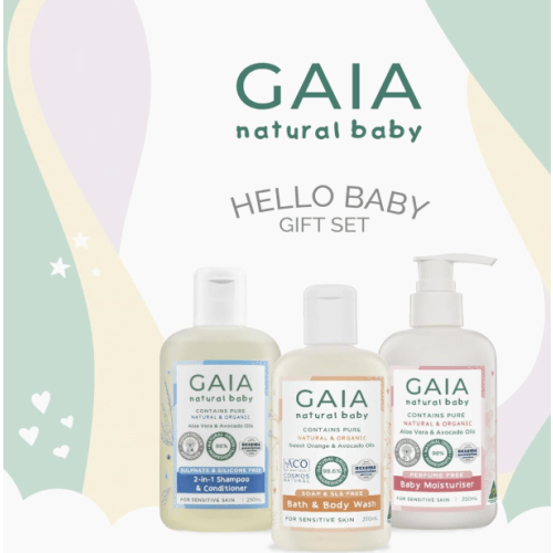 GAIA Natural Baby Hello Baby 3 Piece Gift Set, Multicolour : Amazon.com.au: Baby