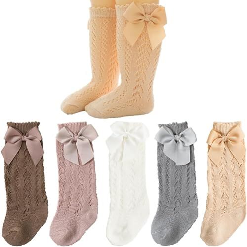 Colorful Childhood Baby Girls Knee High Socks Toddlers Tube Ruffled Bow Stockings Infant Newborn Cotton Princess Frilly Socks