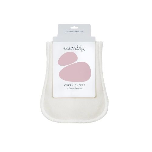Esembly Overnighters: Cloth Diaper Doubler and Absorbency Booster - Reusable Organic Cotton Stay-Dry Liner for Nighttime or Heavy Wetters - Super Thirsty Insert, One Size, Pack of 2