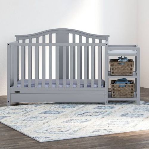 Graco Solano 5-in-1 Convertible Crib and Changer with Drawer - Pebble Gray