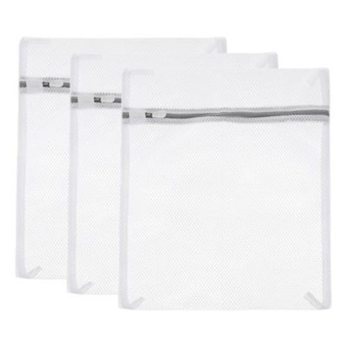 Unique Bargains Home Mesh Laundry Bags with Zipper for Delicate Clothing 3 Pcs Gray 11.8"x15.7"